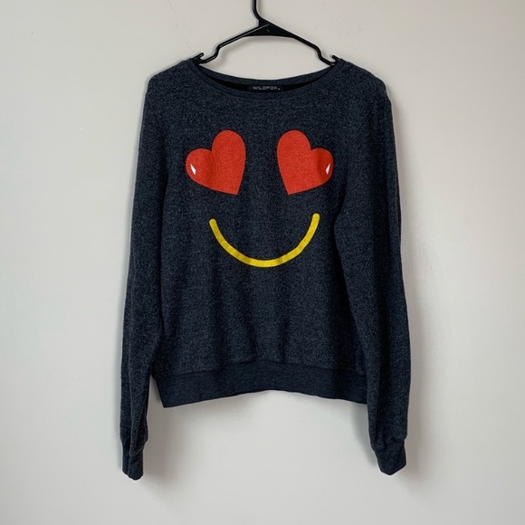 NWOT Wildfox Heart Eyes Smiling Hearts Pullover M - Picture 5 of 9